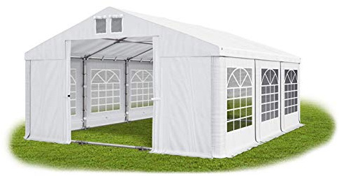 Das Company Partyzelt 5x6m wasserdicht weiß mit Bodenrahmen und Dachverstärkung 560g/m² PVC Plane Robust Festzelt Gartenzelt Summer Plus SD - Faltpavillon - Gartenpavillon - Pavillon - Partyzelt