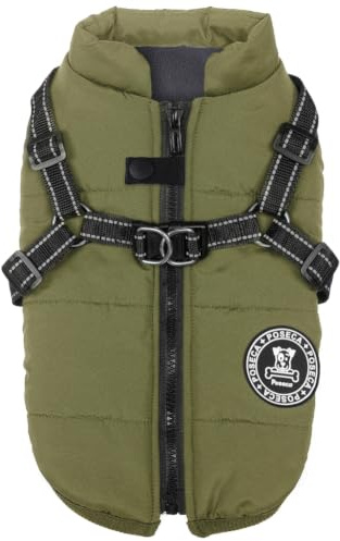 Poseca Dog Coat with Harness,Dog Coats Waterproof,Small Dog Harness Jacket,Puppy Winter Fleece Jackets,Winter Waterproof Coat with Reflective Harness and Zipper for Small Medium Large Dogs
