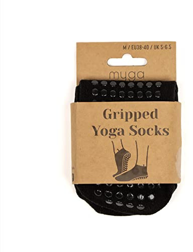 Myga Yoga Socks - Non-Slip Sticky Grip Socks for Yoga, Pilates, Dance & Sports - Skid Resistant with Gel Grips for Barefoot Workouts at Home, Gym & Studio - Extra Large
