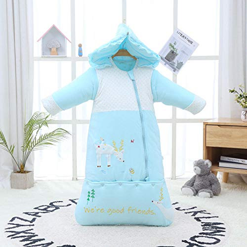 NEWELLYY Babyschlafsack Einstellbar Neugeborene,Baby-Anti-Kick-Steppdecke aus Baumwolle, verdickter Umschlagschlafsack-blau_130cm,Warm gefüttert Kinder Schlafsack