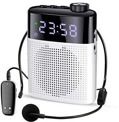 SXFJF Amplificateur De Voix Portable Mini Bluetooth Mégaphone Sans Fil/Filaire LED Horloge, Pour L'enseignement, Coacher, Guides, Promoteurs Des Ventes
