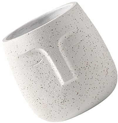 HEMOTON Béton Tête Planteur Statue Plante Pot Personnes Tête Pot de Fleur Ciment Visage Vase pour La Maison Jardin Intérieur Extérieur Décoration Blanc