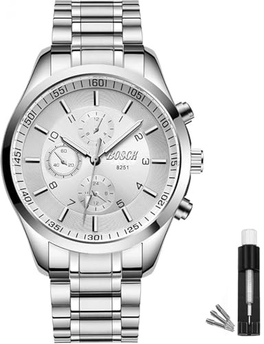 BOSCK Analog herrklocka (utan kronografi), mode 31 m vattentät sportklocka, anti-rep-klocka armbandsur män rostfritt stål kvartsklocka, Casual Business herrklocka