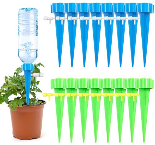 Tuofang Automatisch Bewässerung Set, 16 Selbstbewässernde Spikes, Pflanzen Bewässerungssystem mit Einstellbar, Bewässerung für Topfpflanzen, für Innen- und Außenpflanzen