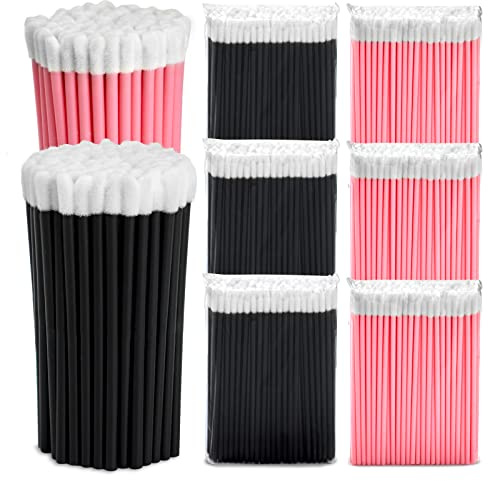 600pcs Disposable Lip Applicators, Lipstick Brushes & Lip Wands - Black & Pink 3.6 Inch Hygienic Makeup Applicators for Precision Application of Liquid Lipstick, Lip Color, Gloss & Cosmetics