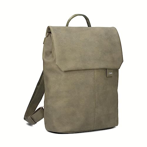 Zwei Damen City-Rucksack Mademoiselle.M MR13 Tagesrucksack 7 Liter, gepolstertes Laptopfach, Magnet-Verschlussklappe, Hauptfach mit Reißverschluss, Rückenpolsterung, klassisch-elegant (nubuk-olive)