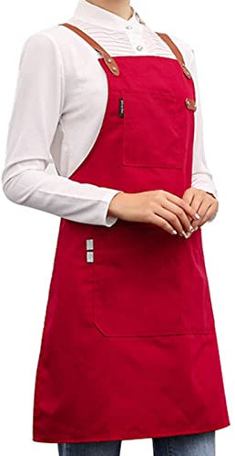 Arbeitsschürze Herren,Robuste Werkzeugschürze für Männer, Arbeitsschürze mit Werkzeugtaschen für Küche, Garten, Keramik, Werkstatt, Garage und mehr (Color : Red, Size : XL)