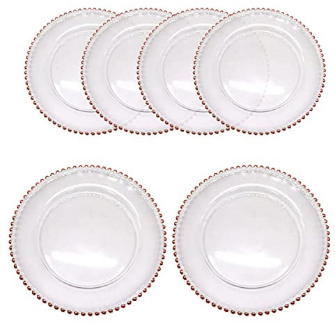 WedDecor Set di 6 sottopiatti rotondi da 33 cm, per centrotavola, presentazioni, matrimoni, banchetti, feste di Natale, decorazioni da tavola, oro rosa