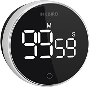 Inkbird Eieruhr Küchentimer Große LED Magnetischer Digitaler Countdown Countup Timer, 500 mAh Wiederaufladbare Batterie, 3 Lautstärkestufen, Ideal Kurzzeitmesser für Kochen, Backen, Sport, Studieren
