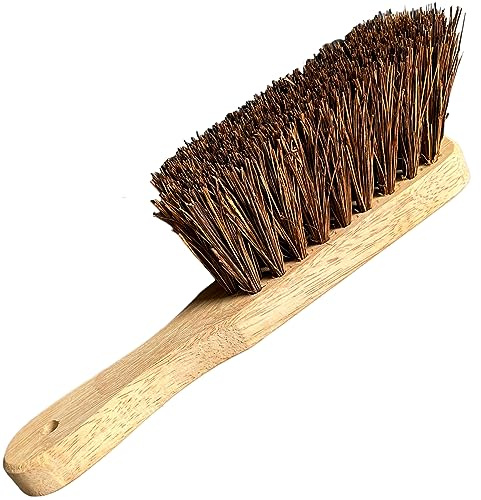 EDS Wooden Hand Brush Stiff Bristle Scrubbing Brush Natural Bassine Heavy Duty Cleaning Brush for Outdoors Yard Floor and Carpet Brush (pack of 1, Hard Bristle Brush)