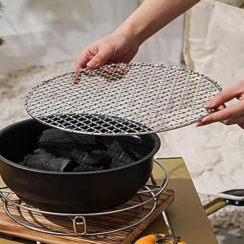 DAZZLEEX 2 st rostfritt stål 27 cm och 25 cm grillgaller, runt grillställ, D27 cm