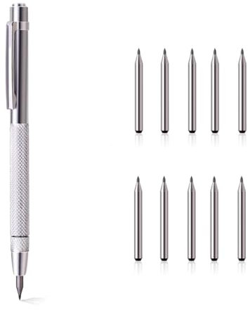 EIHI Gravurstifte aus Wolframkarbid Anreißnadel Kommt Reißnadel mit 10 zusätzlichen Stiftspitzen für Keramik, Edelstahl und Glas