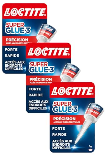 Loctite Super Glue-3 Précision - Colle Forte Liquide Transparente à Séchage Rapide pour Réparations Précises Tous Matériaux, Flacon 5 g (Lot de 3)