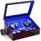 ANWBROAD Scatola Carica Orologi Automatici 4+6 Orologi Ultra-Silenzioso Watch Winder Luce a LED 4 Modalità di Rotazione Lusso Automatico Avvolgitore Orologi Meccanici Fibra di Carbonio JWW002Y