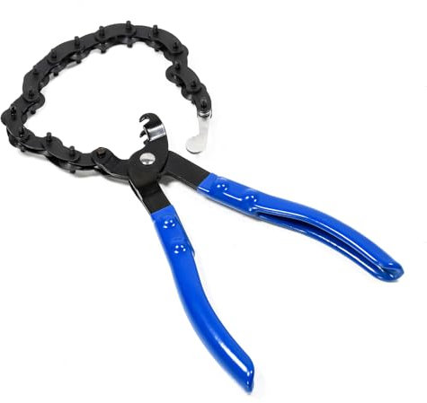 SMOTIVEPRO 15-Blades Exhaust Pipe Cutter, Quickly Cuts Tailpipes and Exhaust Pipes for 19-84mm Diameter, Adjustable Chain Muffler Pipe Cutter with Non-Slip Rubber Handle for Use on and Off Vehicle