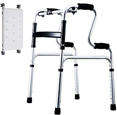 Gehgestell, leichtes, zusammenklappbares, höhenverstellbares Aluminium-Gehgestell mit Rädern und Sitz, Gehhilfe (Gehgestell + Räder) (Gehgestell + Sitz)