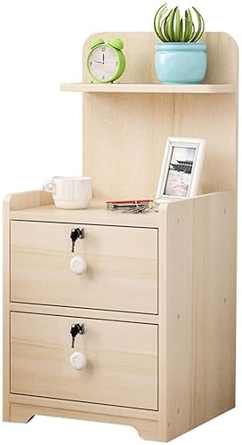 Mesita de Noche Desmontaje Espesar con Cerradura Conjunto Doble Bombeo Pasillo Armario Baño Madera Maciza Hogar Dormitorio Sala de Estar Multifunción 32.5X26X70cm (Color: Madera de Cerezo)
