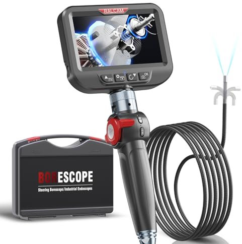 Ralcam Endoskopkamera mit Licht Endoscope Camera - Endoskop 6,2mm Inspektionskamera 4,3 HD 720P Rohrkamera, Kameras mit 6 LED, IP67 Wasserdicht 2M Halbstarre Kabel Teleskopkamera Kfz Werkzeug