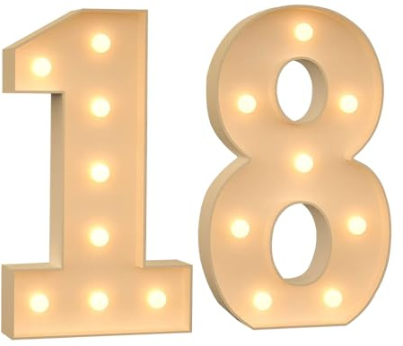 Numéro Lumineux de Chapiteau de 100 cm pour 18e Anniversaire - Lot de Panneaux en Mousse Prédécoupés pour Mariages, Anniversaires de Bébé, Décoration de Fête