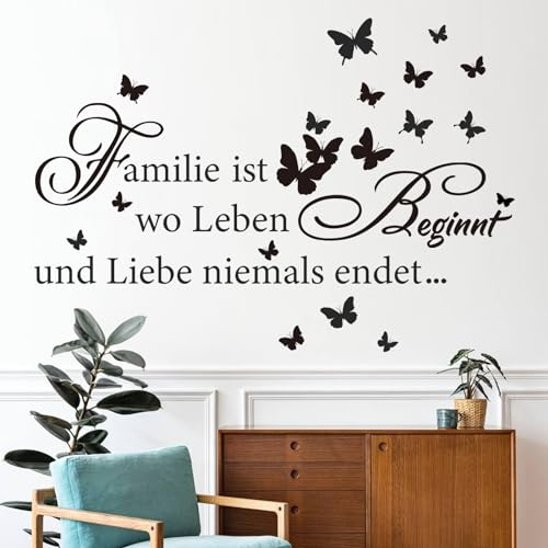 decalmile Wandsticker Sprüche Familie Wandtattoo Liebe Zitate Schwarz | Abziehbare und Aufklebbare Wandaufkleber, DIY Abnehmbare Wandkunst Abziehbilder, Wandfreundlich, Leuchtenden Farben