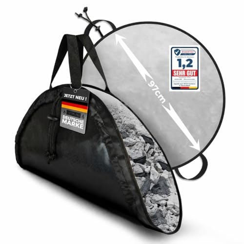 Grillmatte feuerfest mit Aschetasche – Hitzeschutz Unterlage für Feuerschale & Grill, schützt Rasen und Terrasse - faltbar & abwischbar