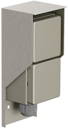 ledscom.de Aufputz Steckdose PIWI für außen, IP44, 2-fach, edelstahl, senkrecht