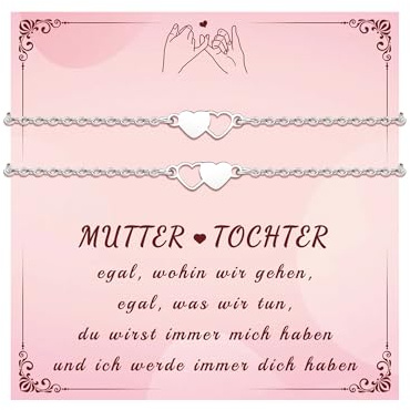 BOCHOI 2/3 Stück Mutter Tochter Armband Herz Geschenk für Mutter Tochter | Geburtstag Mädchen Geburtstags Geschenk Weihnachten Einschulung Geschenke Schulkind Abschluss Mädchen Armband Freundschaft