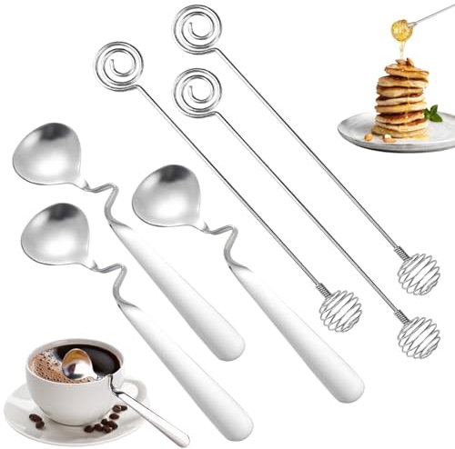 YYHCC Lot de 6 cuillères à miel, cuillères à café, confiture, en acier inoxydable avec poignée carrée, cuillère à miel en acier inoxydable