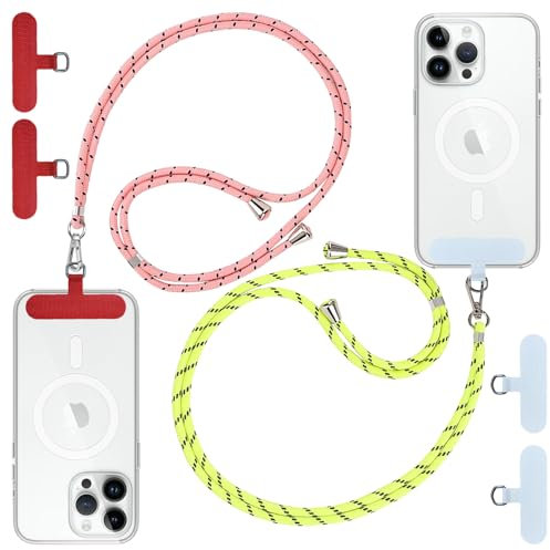 XSS Catena per cellulare universale, per tutti gli smartphone, 2 pezzi di cordino con 2 cuscinetti universali, catena per cellulare da tracolla, regolabile e rimovibile