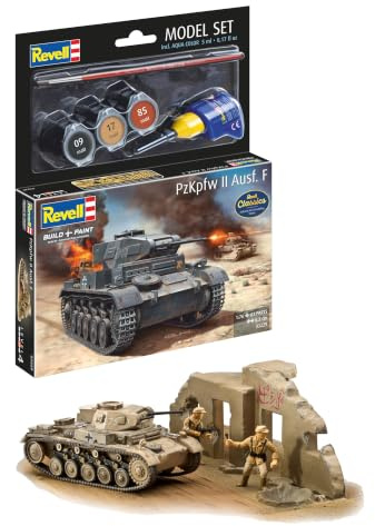 Revell Model Set 63229 PzKpfw II Ausf. F Tank 1:76 Scale Unbuilt/Unpainted Plastic Model Kit With Accessories