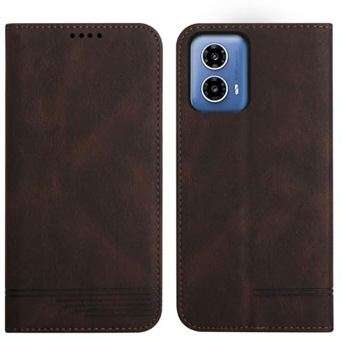 Rostsant Funda Motorola Moto G34 Carcasa de Cuero PU Magnético Funda a Libro Motorola Moto G34 con Cartera Funda para Motorola Moto G34 Marrón