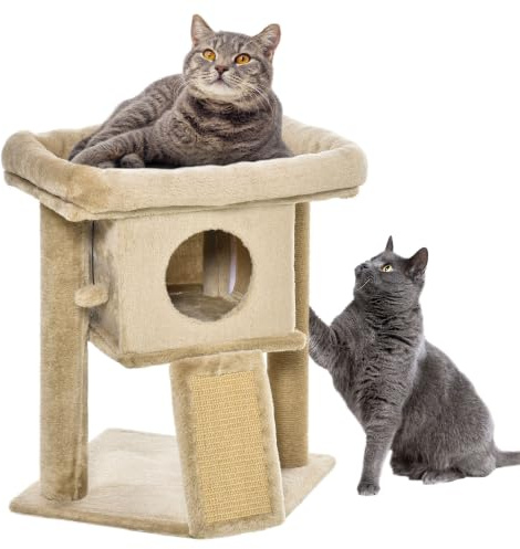 PawHut Árbol Rascador para Gatos Pequeños 57 cm Cueva Cama Café