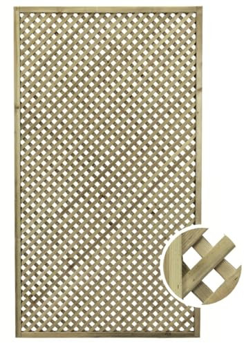 Pannello Grigliato paravista Clara 100x180 cm in Legno di Conifera Naturale Impregnato in Autoclave – Maglia Diagonale 2x2 cm