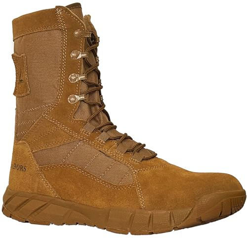 LAHORS Lightweight Man Tactical Military Boots Combat Boots Anti-Collision Side Zipper Training Lace Up Outdoor Hiking Breathable Shoe (Coyote Brown, Adult, Men, 7, Numeric, US Footwear Size System, Medium)
