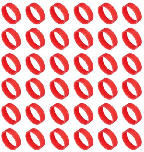 sourcing map 50Pcs Silicone Rubber Bands,20mm/0.8Inch Rubber Bands Rings Cable Ties Strong Elastic Bands Non-Slip for Cord Wrapping Bag Wraps, Red