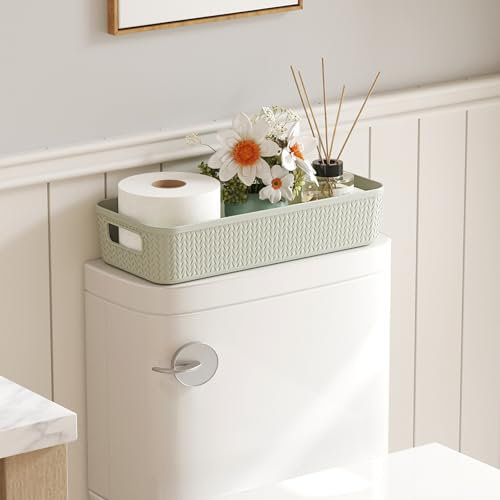 Lifewit Cesto Portaoggetti Plastica, Contenitori Bagno per Carta Igienica, Bathroom Organizer, Piccolo Cesta per Cucina, Camera da Letto, Mensola, Verde, 1 Pezzo