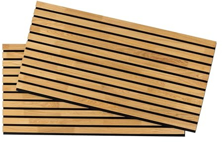 Riverbank Natural Oak Wooden Slat Wall Panels, Made of Solid Wood, 2 Pcs in Size 47.24x 23.62, Enhanced Acoustic & Sound Absorbing Design for Home & Office, Sustainable Recycled Felt (Natural Oak)