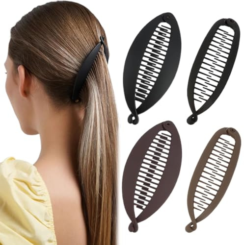 Confezione da 4 fermagli per capelli a banana per sport/uso quotidiano/lavoro, fermagli per capelli a banana per capelli ricci spessi, accessori per capelli a spina di pesce per donne e ragazze