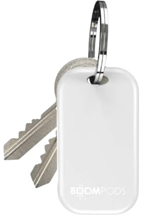Boompods Boomtag Smart Tracker - Bluetooth Schlüssel- & Gegenstandsfinder, Schlüsselfinder kompatibel mit Apple Find My, Koffer Tracker für Portemonnaie, Fahrrad, Kinder, Mini Tracking Tag - Weiß