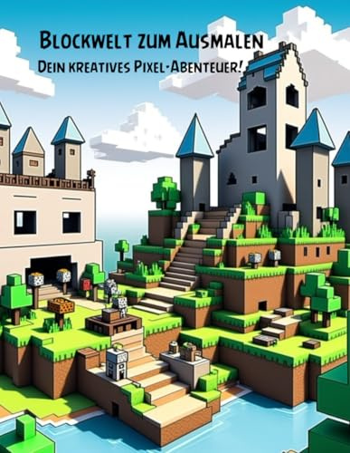 Blockwelt zum Ausmalen - Dein kreatives Pixel - Abenteuer !: Ausmalbuch