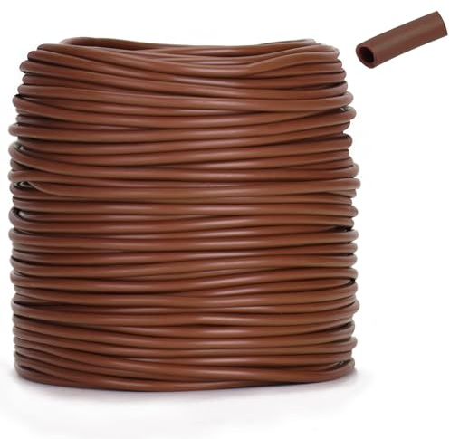 KINGLAKE Tubo de Atado Flexible, 100m x 3mm Marrón, Bridas de Jardín para Plantas Trepadoras, Cordel de Jardín de Plástico para Tomates, Rosas, Soporte para Vegetales