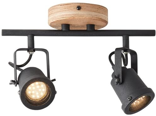 A.S. Création Spotrohr in Braun Schwarz aus Holz - Vintage Lampe Dimmbar DD128807 - Industrial Innenleuchte Kegel - 30cm (B) x 17,5cm (H)