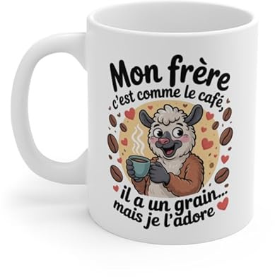 Teecustom Tasse Panda Roux Drôle – Mug Café « J’ai un grain » – Cadeau Humour Mignon et Original 325ml (Frère)