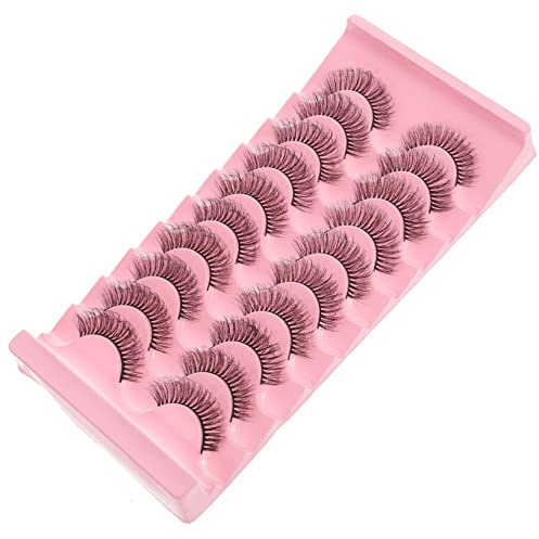 EXQUIMEUBLE 10paires Lot De Faux Cils Extensions Cils Naturels Pour Femmes Maquillage Cosmétiques Faux Aspect Naturel