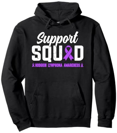 Cinta de concienciación morada del escuadrón de apoyo del linfoma de Hodgkins Sudadera con Capucha