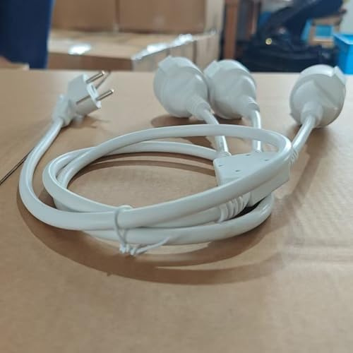 Doppelstecker für Steckdose, Doppelstecker 16A/250V Verlängerungskabel 1.5M 2 Fach Schuko Steckdosen Steckdosenadapter Verlängerungskabel Doppelsteckdose Steckdose für Haus Büro Küche, Weiß