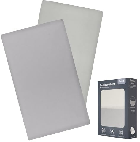 LIONELO Bambus Dra-På-Lakan Baby 2-Pack Set 118x60 cm – för Spjälsäng och Resesäng – Mjukt och Andningsbart, Hypoallergent och Temperaturreglerande, Dra-På-Madrasskydd med Resår – Vit Grå