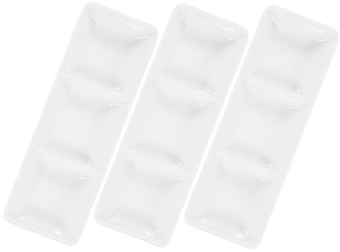 ABOOFAN Lot De 4 Petits Plats à Sauce En Céramique Blanche 6 Pouces Rectangulaires 3 Compartiments Adaptés Pour Sauces, Condiments Et Trempettes, Empilables, Usage Maison Et Restauration