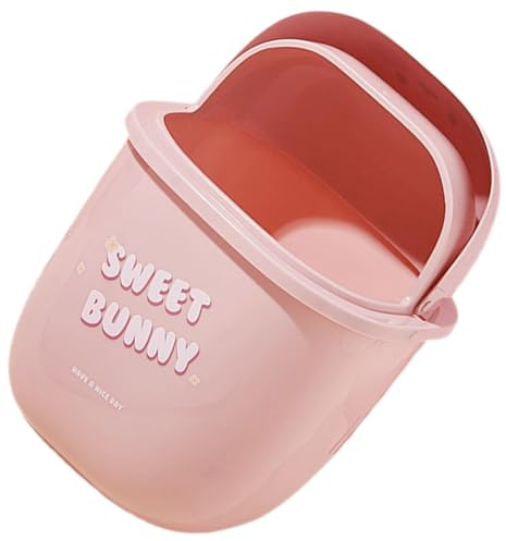 Veemoon Mini Poubelle de Bureau en Plastique Couvercle Design Lapin Rose Compacte et Pratique pour Chambre Bureau ou Résidence Étudiante Poubelle de Table Anti-Odeurs Rangement