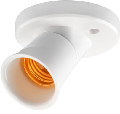 Hopzab Screw Light Bulb Socket Holder,Lamp Base Sockets Converter,Lights Bulbs Accessories,Suitable for Ceiling Pendant Wall Lighting, Plastic E27 Light Socketing Replacement(Oblique Installation)